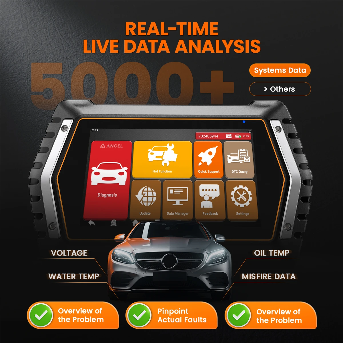 ANCEL OBD2 Scanner All System Bidirectional Car Diagnostic Tool DPF TPMS 12+ Special Functions ABS/SRS/EPB/DPF Reset