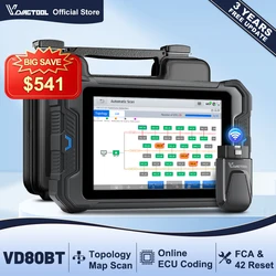 VDIAGTOOL VD80BT Car Diagnostic Tool Bidirectional OBD2 Scanner Topology Map 42+ Reset ECU Coding FCA/CAN FD/DoIP 3 Years Update
