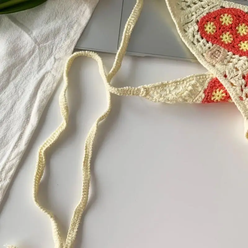 

652F Открытый легкий платок Женский вязаный крючком ободок для волос с грибами для девочек