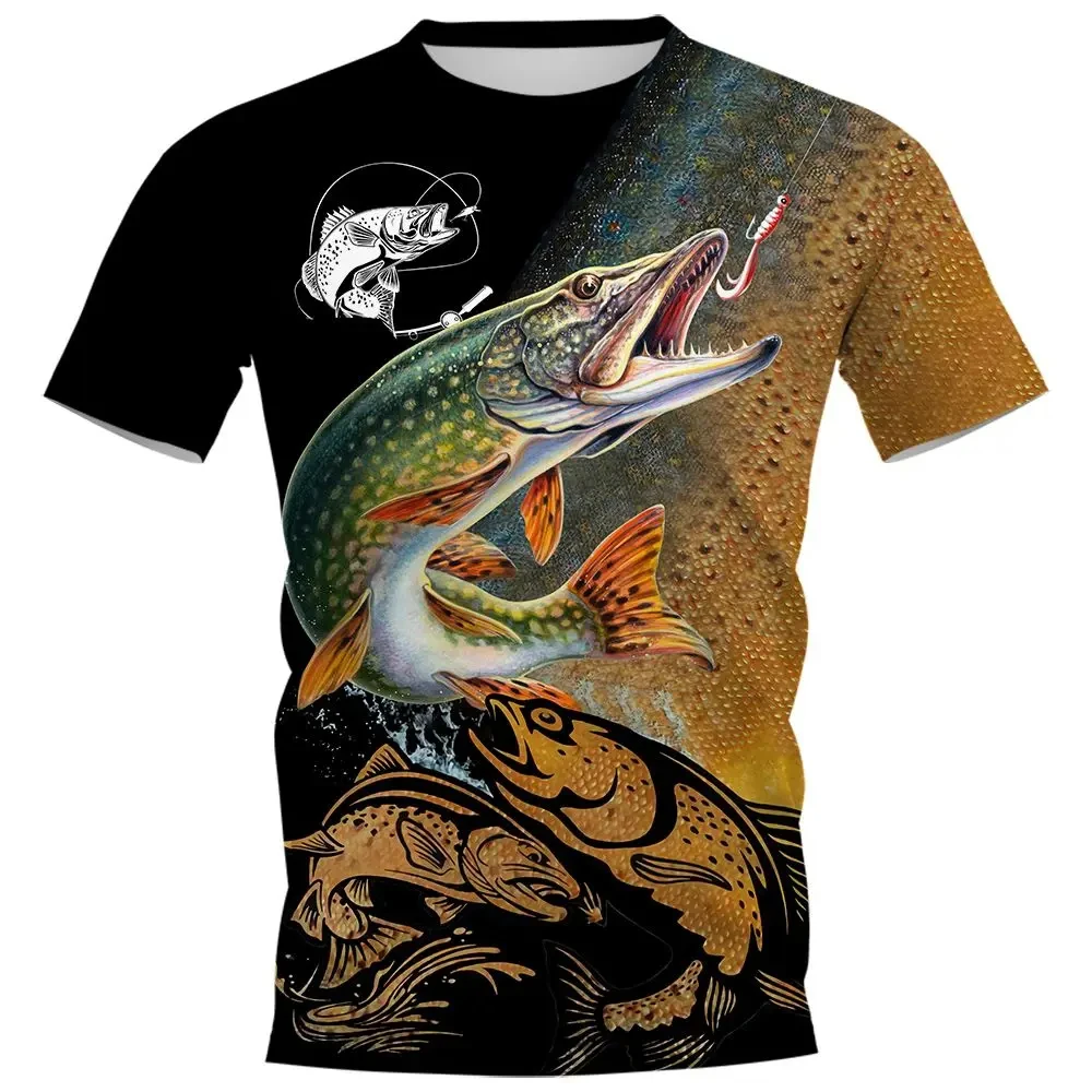 Fashion men\'s T-shirt fishing pattern 3D printing T-shirt spring and autumn top fashion casual long sleeved men\'s clothing