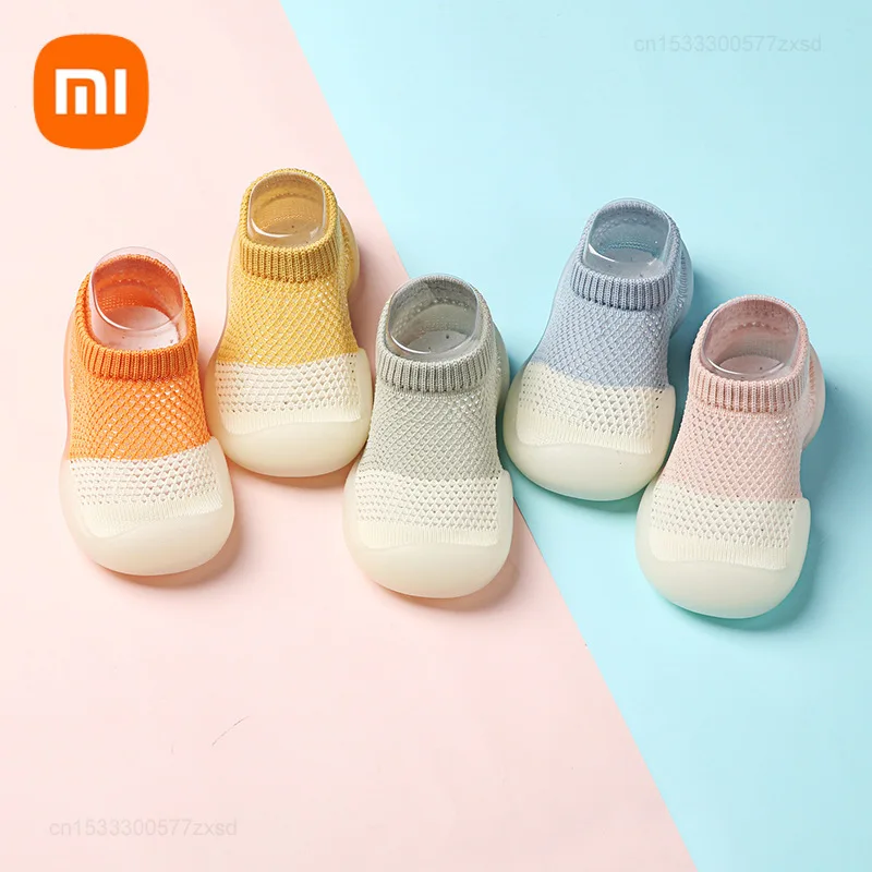 Xiaomi Baby Socks Shoes Infant Cute Cartoon Kids Shoes Soft Rubber Sole Baby Floor Sneaker Anti Slip Toddler Girls First Walker