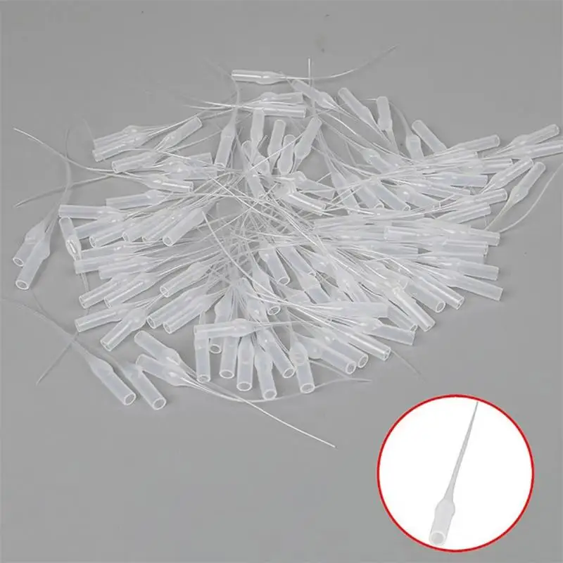 100Pcs Glue Dropper Rat Tail Glue Dropper MicroTips Plastic Glue Bottle Tips Precision Dropping Tube Nozzle For Crafting Lab