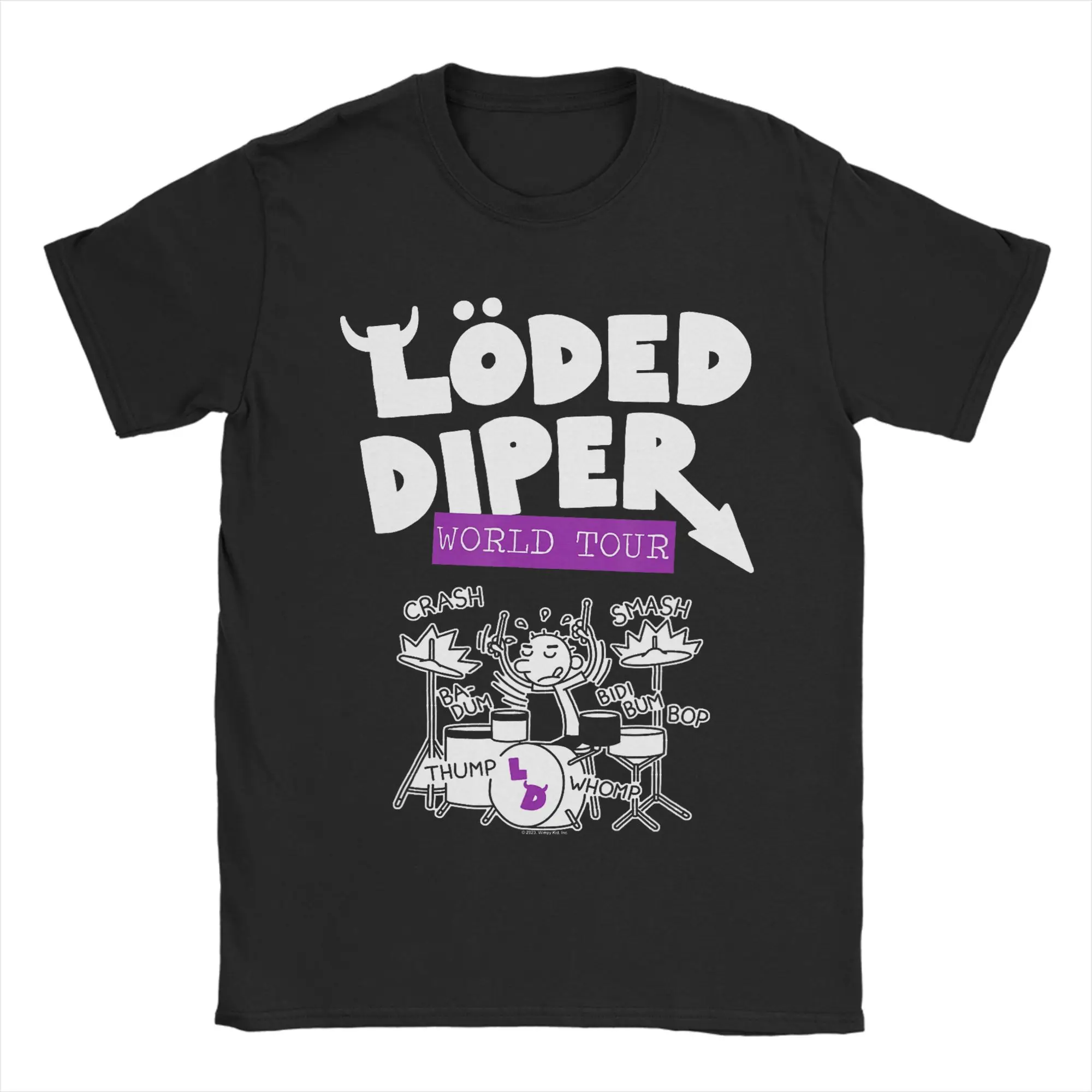 Men's T-Shirts Diary of a Wimpy Kid Loded Diper Band World Tour Funny Pure Cotton Tee Shirt Short Sleeve  T Shirts O Neck Tops