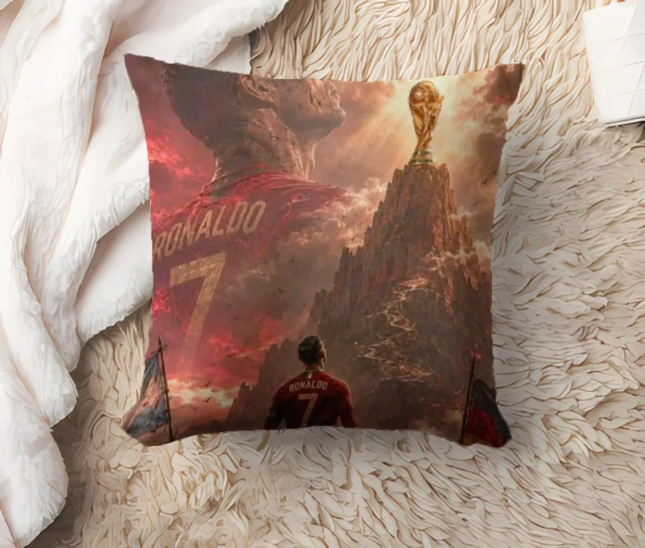 Football Star Cr7 Pillow Cover Sofa Decorative Double-sided Printing Seat Car Cushion Case Ronaldos Pillowcase Home Supply Gift