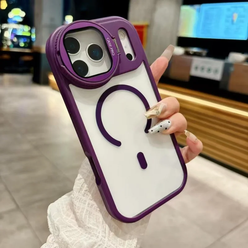 Capa de carregamento magnético sem fio minimalista, cor sólida, para iphone 17 pro max 16 15 14 13 12 11 plus air, capa de lente com buraco grande