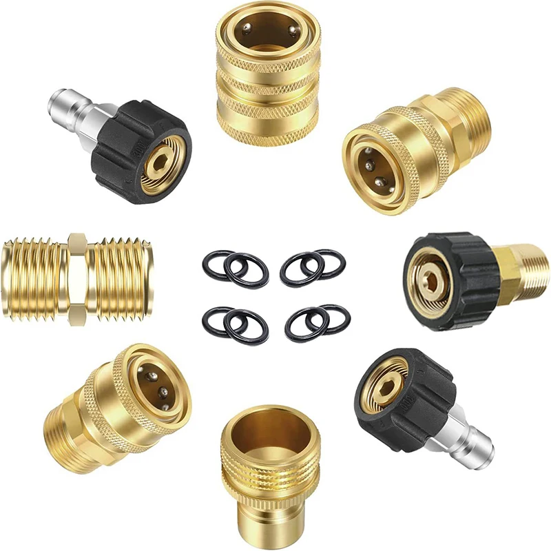 

Pressure Washer Adapter Set M22 to 3/8 Inch Quick Connect 1/2'' Quick Connect Couplings for Hose Washer Gun Car Washing Machine