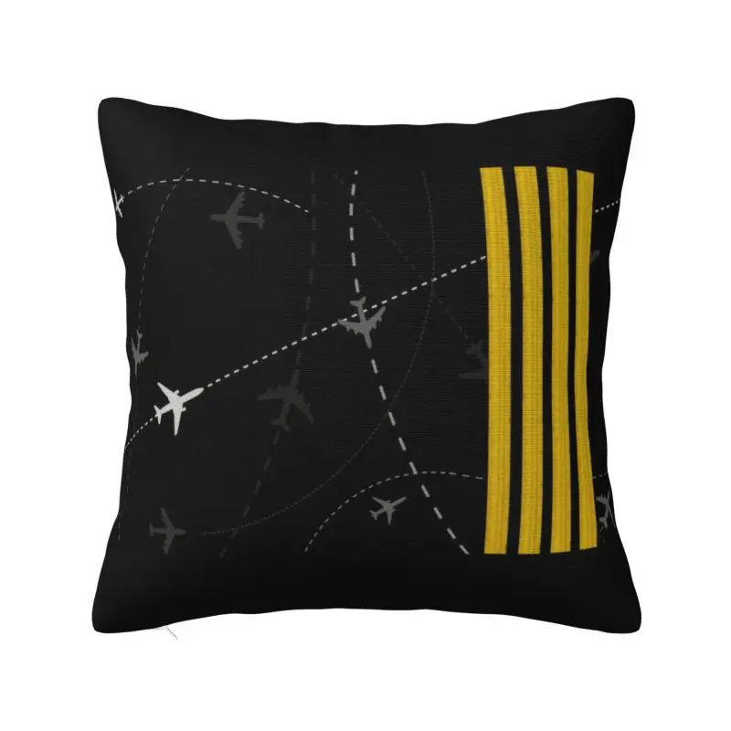 Airplane Flight Routes Captain Stripes Pillow Sofa Aviation Aviator Pilot Modern Cushion Cover Square Pillowcase