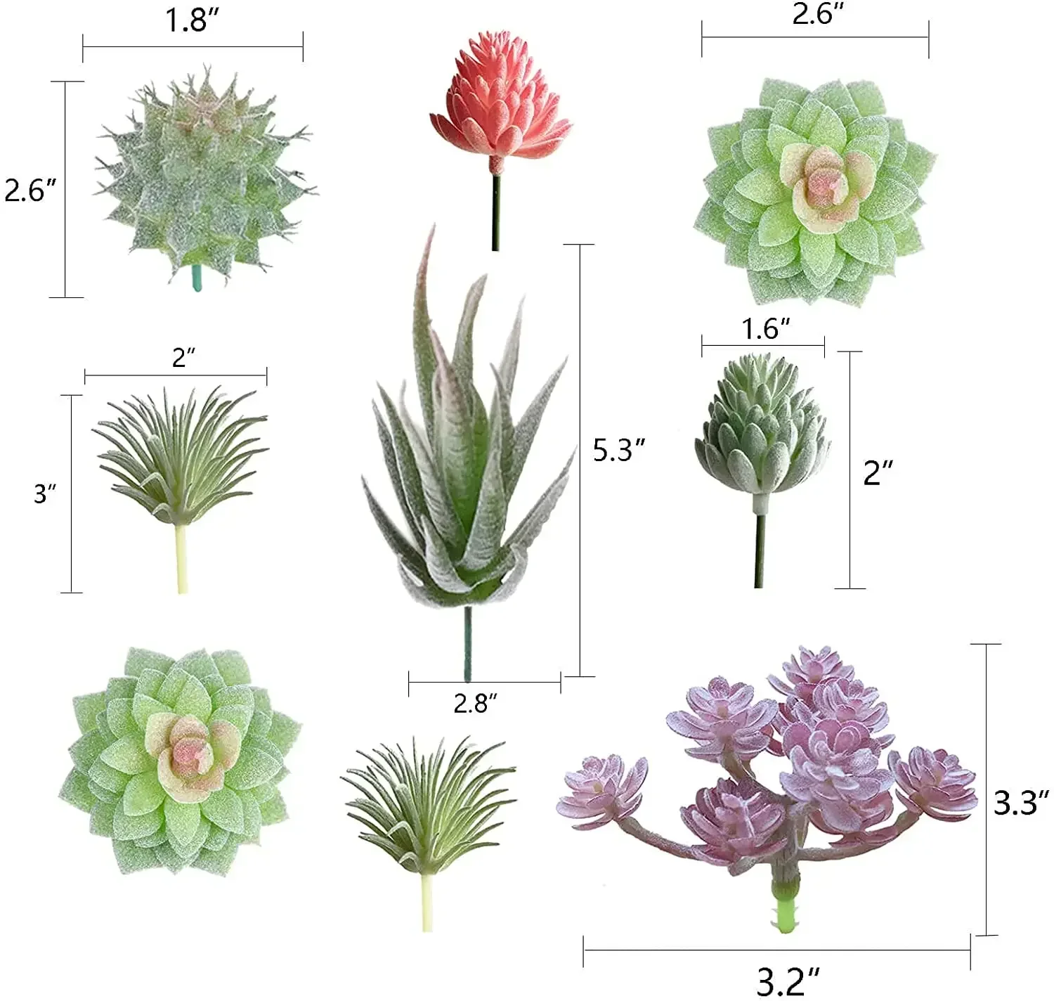 실내 장식용 인공 다육 식물, 다양한 유형의 작은 다육 식물, 9 개