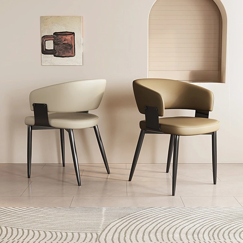 Simple rotating dining chair leather upholstered for home furniture restaurant