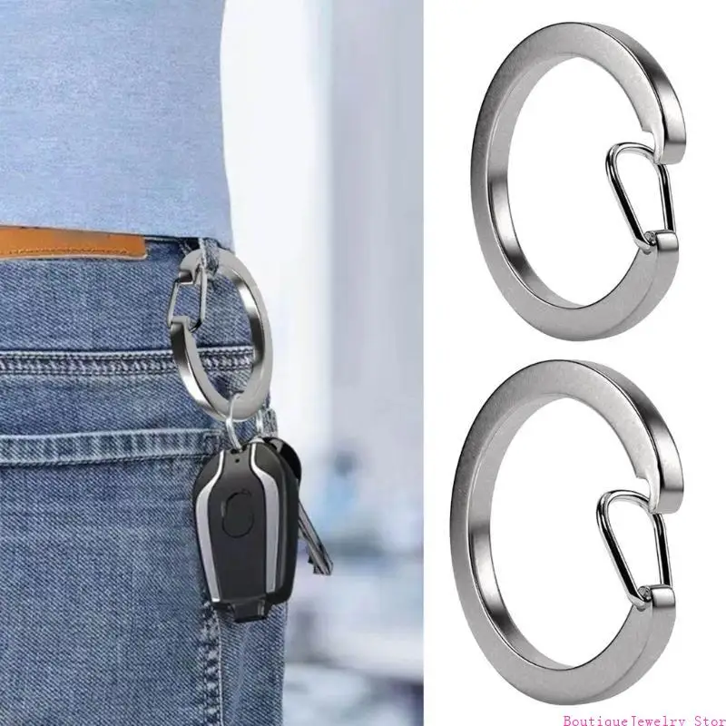 E1PE 3 Pcs Metal Spring Open Keychain Stainless Steel Round Spring Clasp Keyring