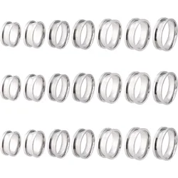 21pcs 7 Size Blank Ring Stainless Steel Finger Ring Grooved Core Inlay Rings for Resin Round Empty Blanks for Jewelry Making