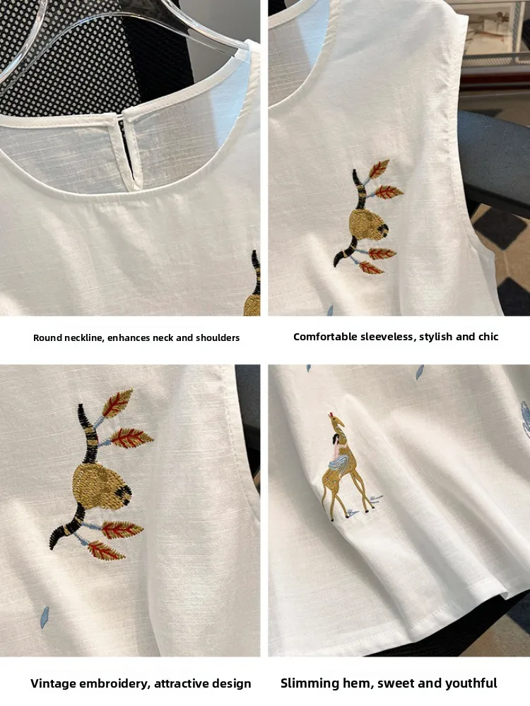 سترة نسائية مطرزة ثقيلة مستديرة Ne Svel irt ملابس خارجية صيفية فضفاضة ذاتية التشغيل وزر Sle #3