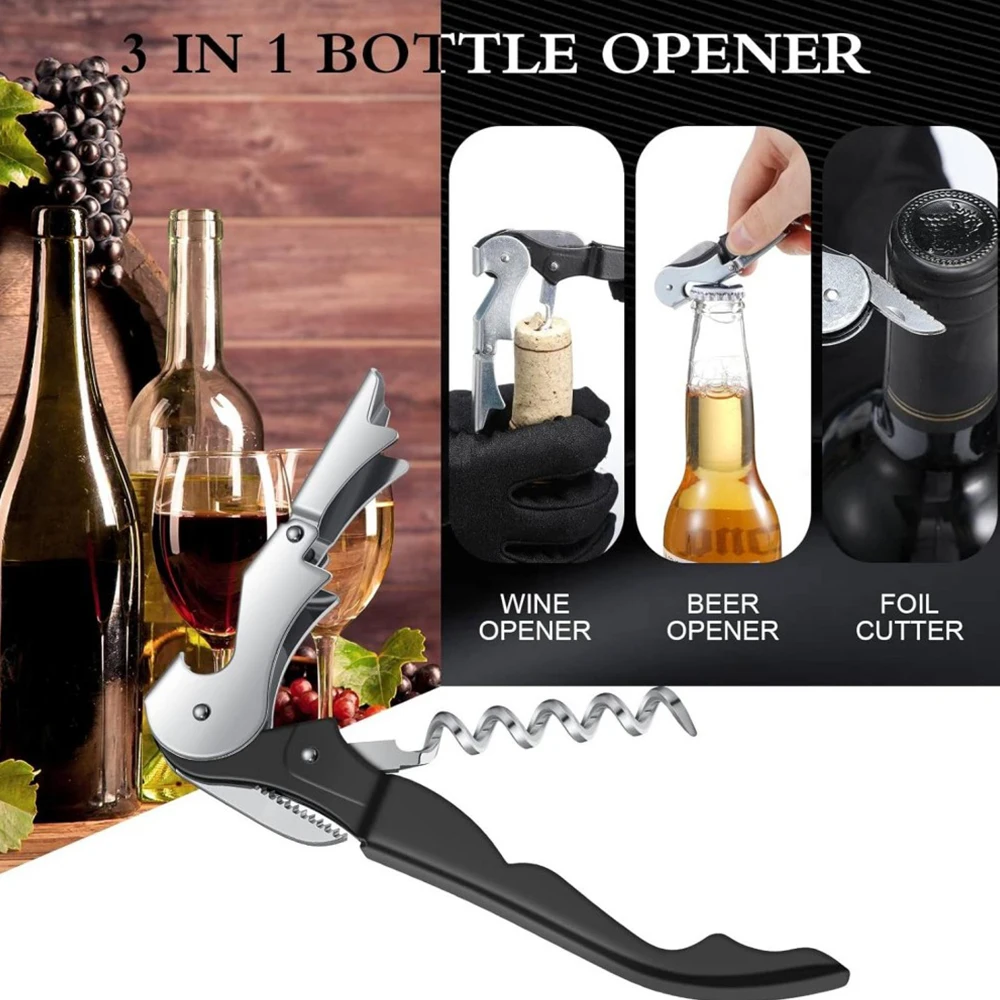 

Red Wine Opener, Stainless Steel Opener, Double-Hinged Opener, Professional Bar Accessories, Suitable For Waiters And Bartenders