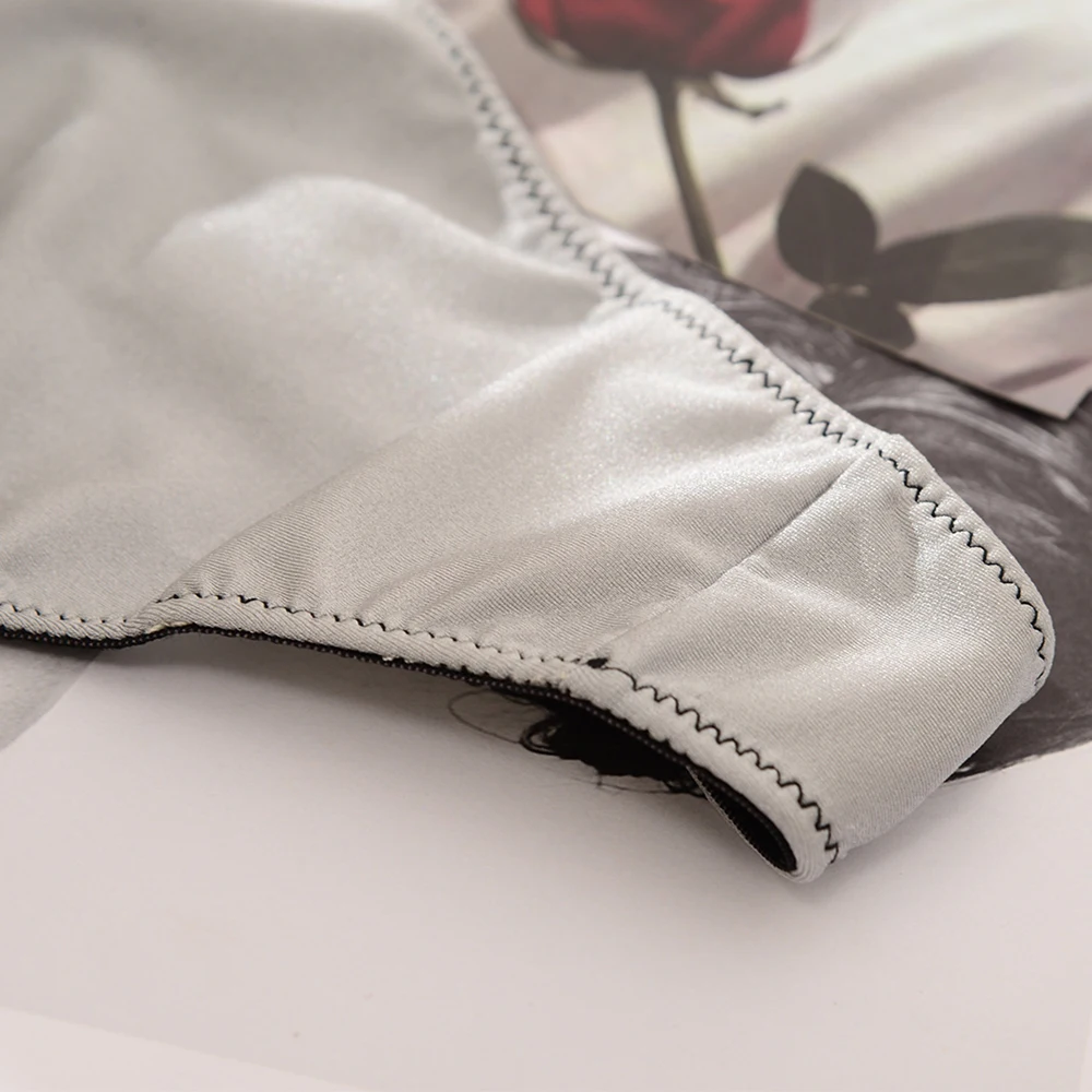 Underwear Luxury Satin Cotton Bow Sexy Briefs Sex Thong G-String Satin Panties