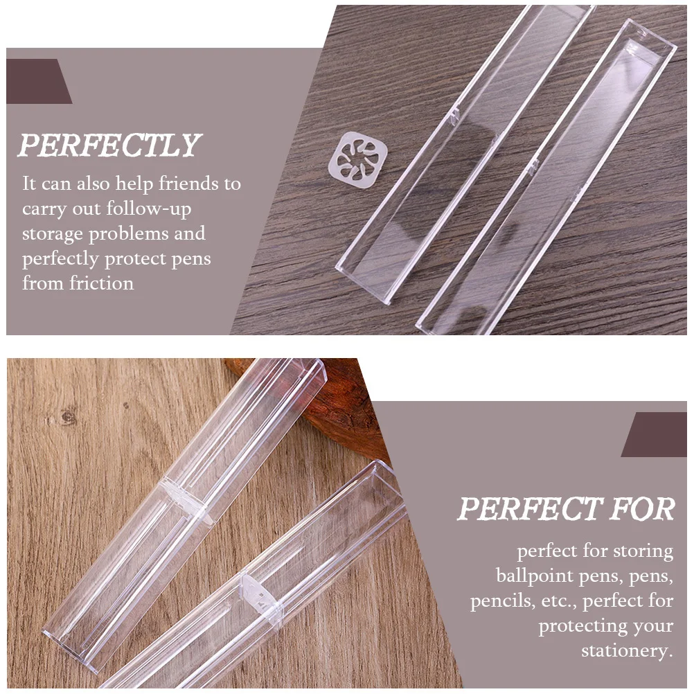 

20Pcs Crystal Pen Display Case Clear Plastic Pencil Container Portable Single Pen Storage Box Stationery Organizer Gift