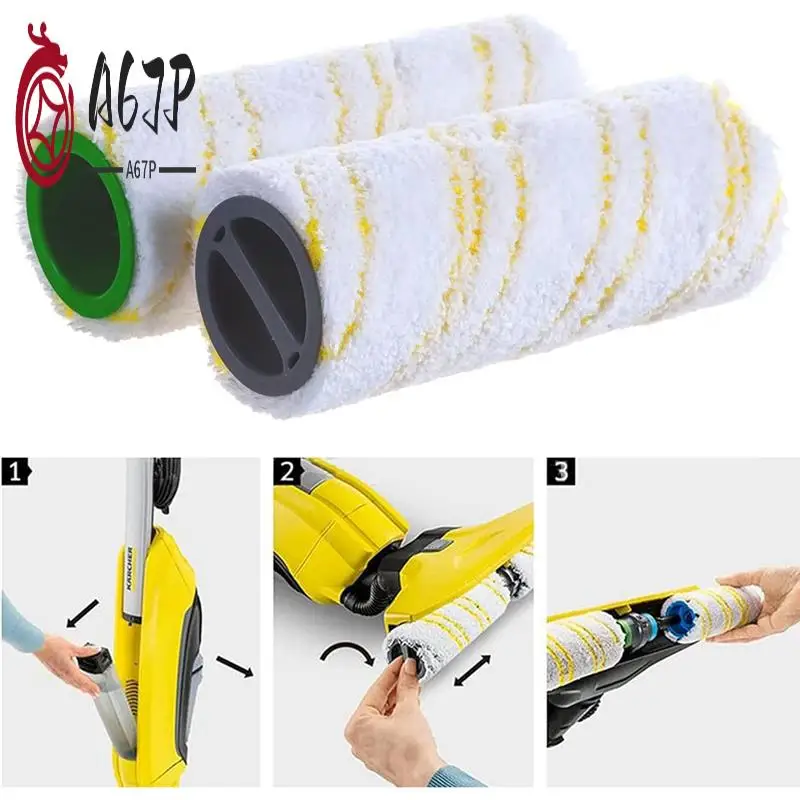 

A67P-Microfibre Roller Set For Karcher FC7 FC5 FC3 FC3D EWM2 Electric Hard Floor Cleaner 2.055-007.0/2.055-006.0