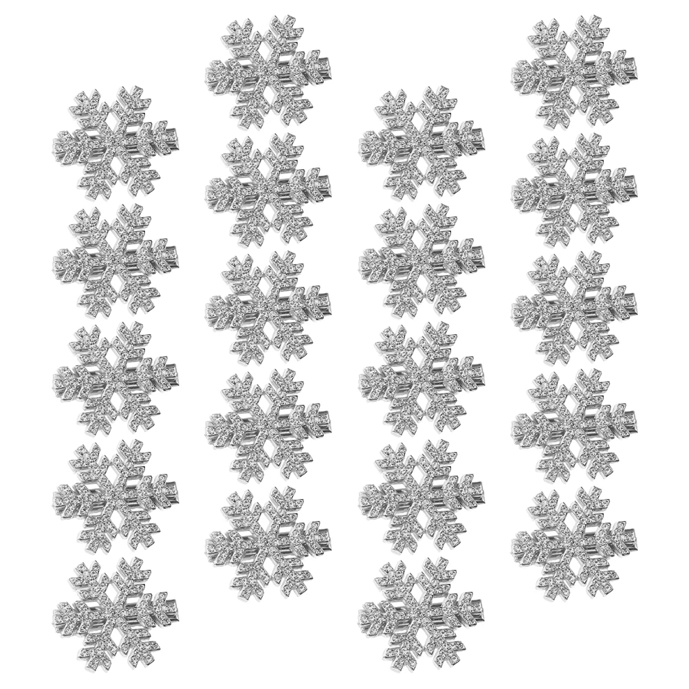 

20Pcs Snowflake Rhinestone Hair Clips Silver Metal Holiday Christmas Party Sparkly Barrettes Winter Xmas Hairpins Accessories