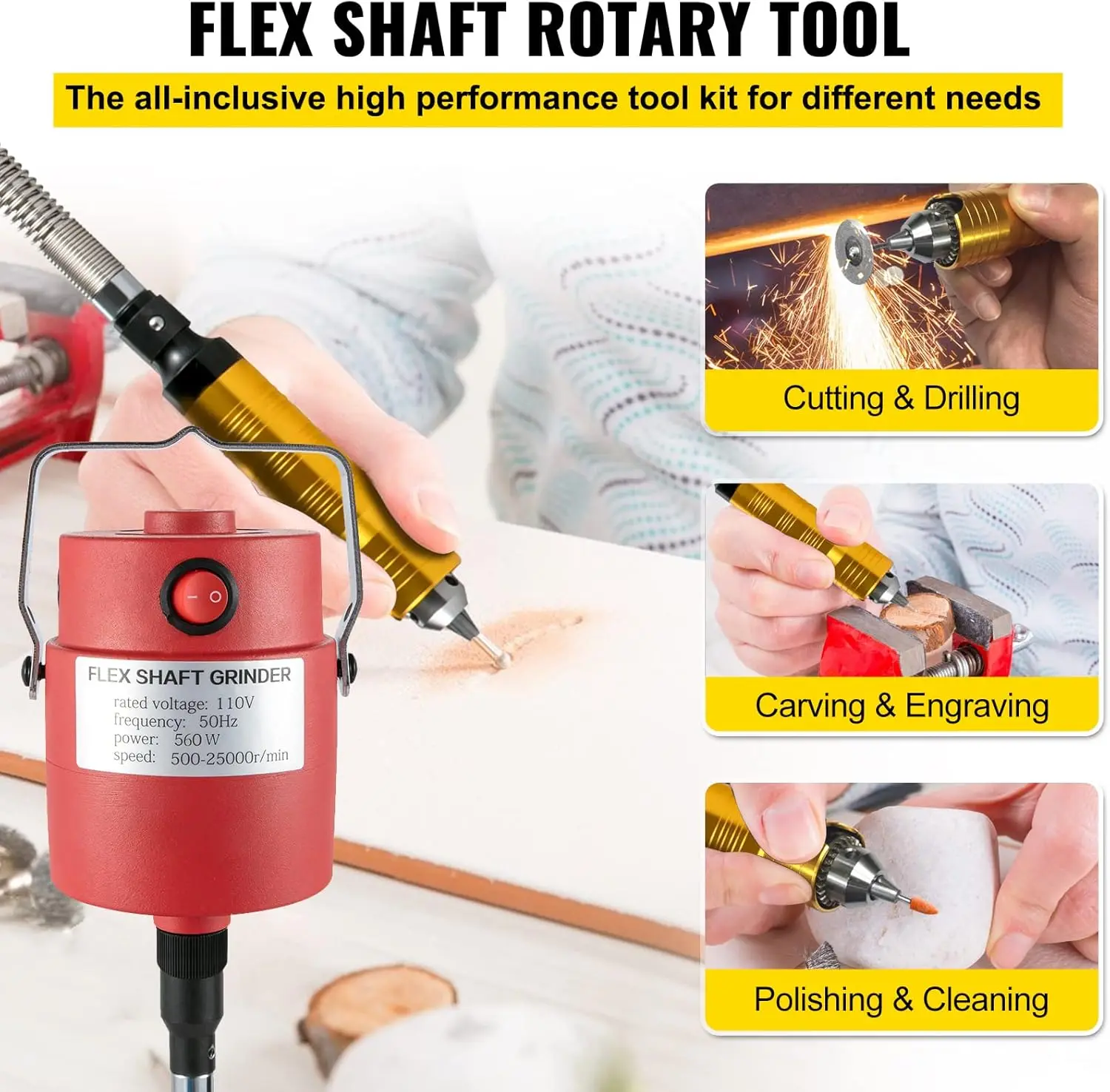 Flex Shaft Grinder 560W Rotary Tool with 1/4