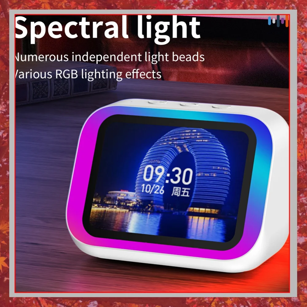 Multi-Language AI Voice Smart Speaker 4.0 TFT Screen 2000mAh Long Battery RGB Lights Electronic Album Alarm/Weather Forecast