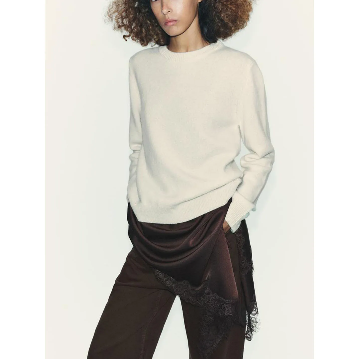 Herfst Nieuwe Basic Lange Sve Ronde Ne Gebreide Trui Veelzijdig Woon-werkverkeer Zacht Polyester Vezel Dames Overhead Sle