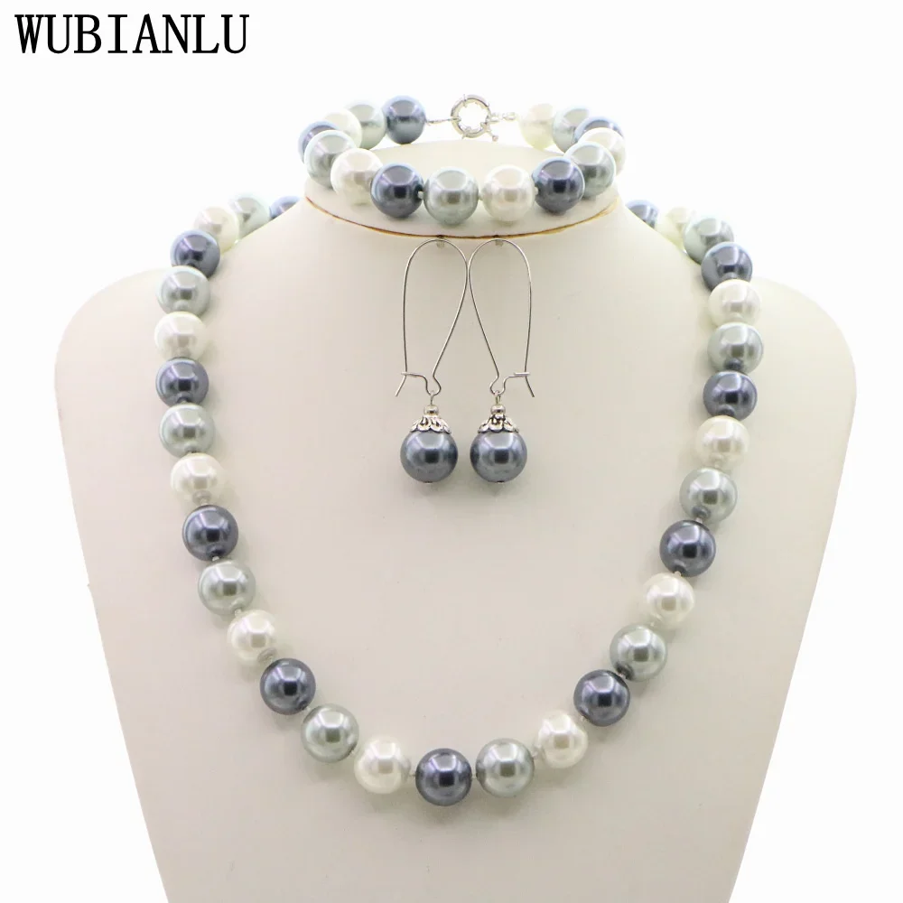 New Multicolor Glass Pearl Necklace Set 12mm Necklace 18\