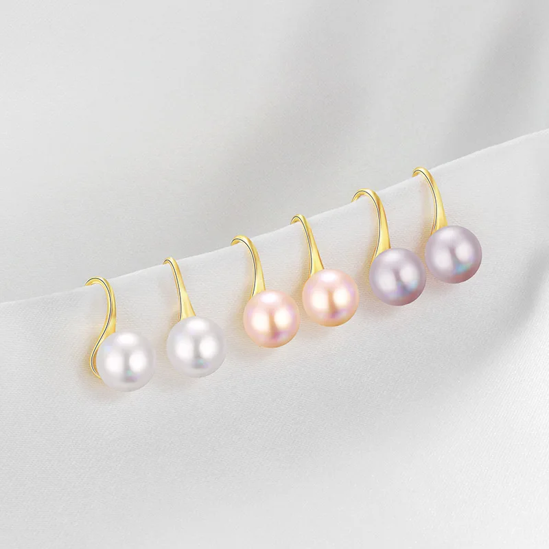 5-6mm Bread Round Freshwater Cultured Pearl Earrings for Women High Heels Style White Pink Purple Pearl Earrings Jewelry Gift
