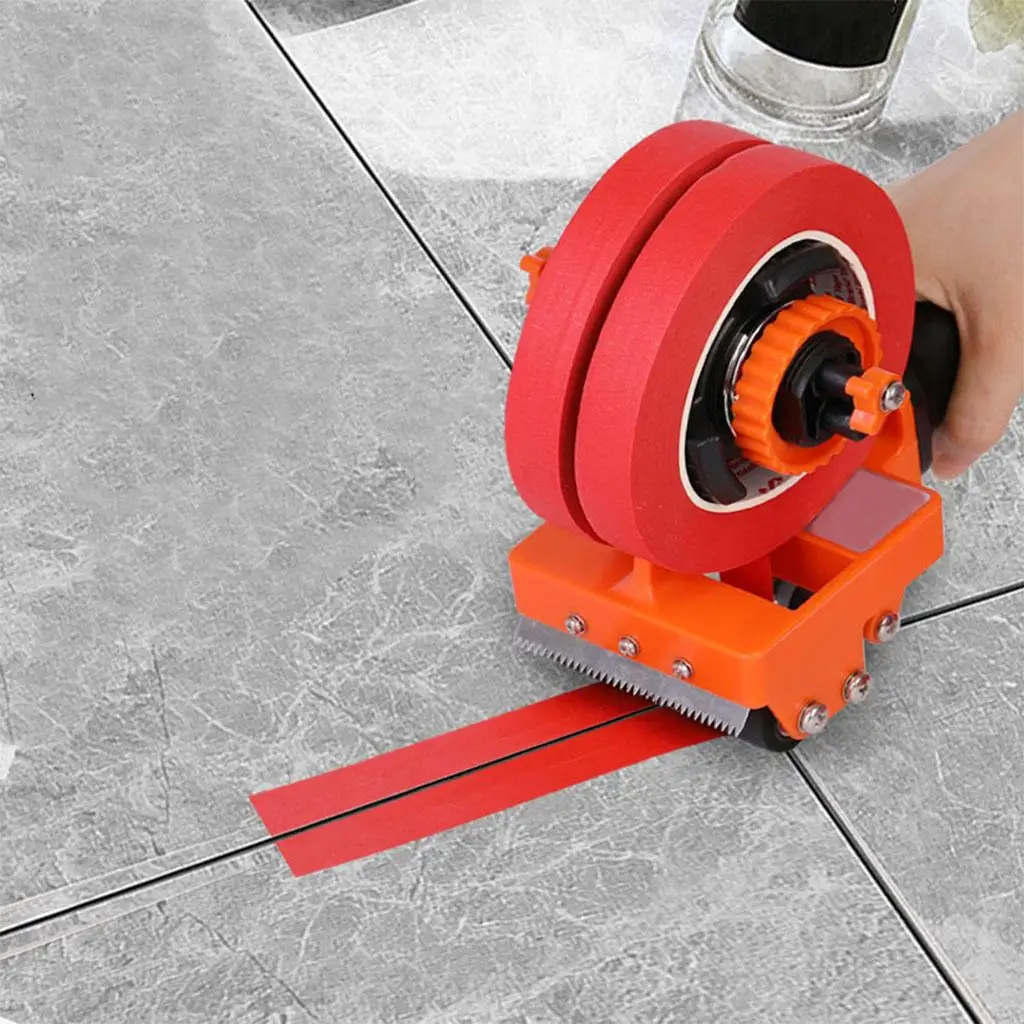 Tile Joint Masking Tape Dispenser Tool for Wall Floor Glass Beauty Seam Pasting with Stainless Steel Cut Off Blade Adjustable