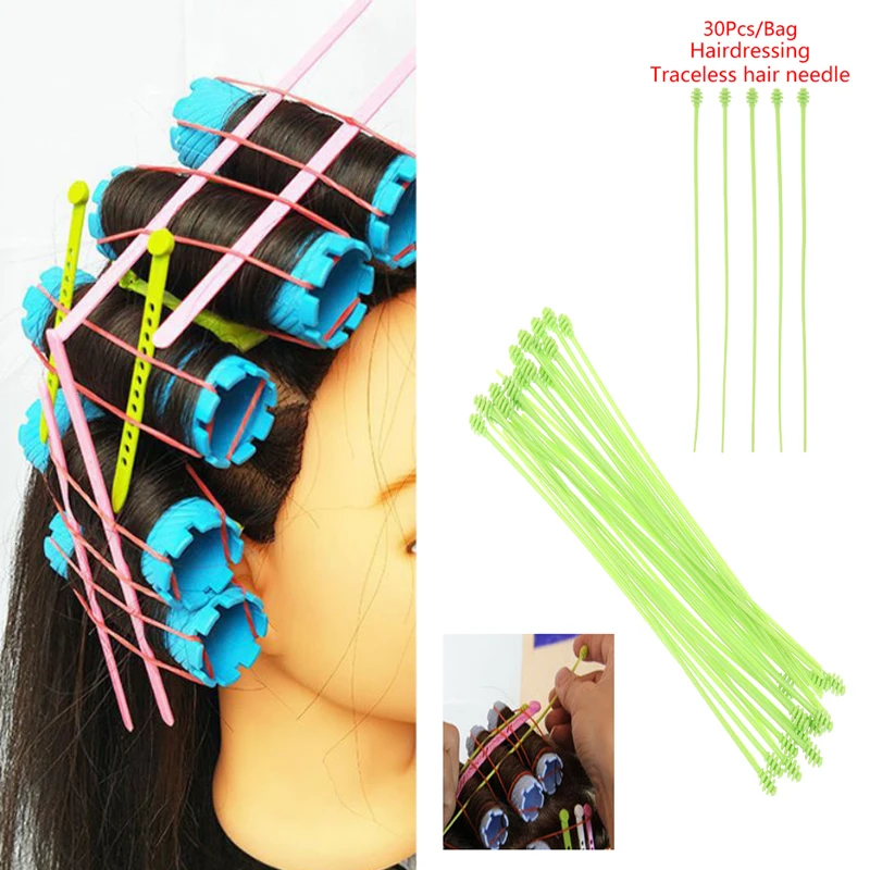 30pcs/set Hair Perming Hairpins Extra Long Fine Wave Perm Rods Bars Curler Clips Roller Pick Position Reduce Rubberbands Marking