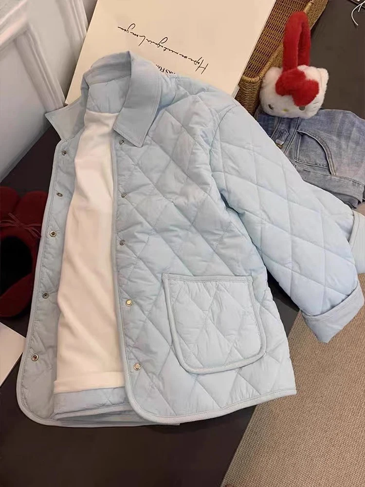 

Модный открытый кардиган с воротником в горошек, хлопковый тюре, свободный крой, теплая женская модная корейская зимняя верхняя одежда