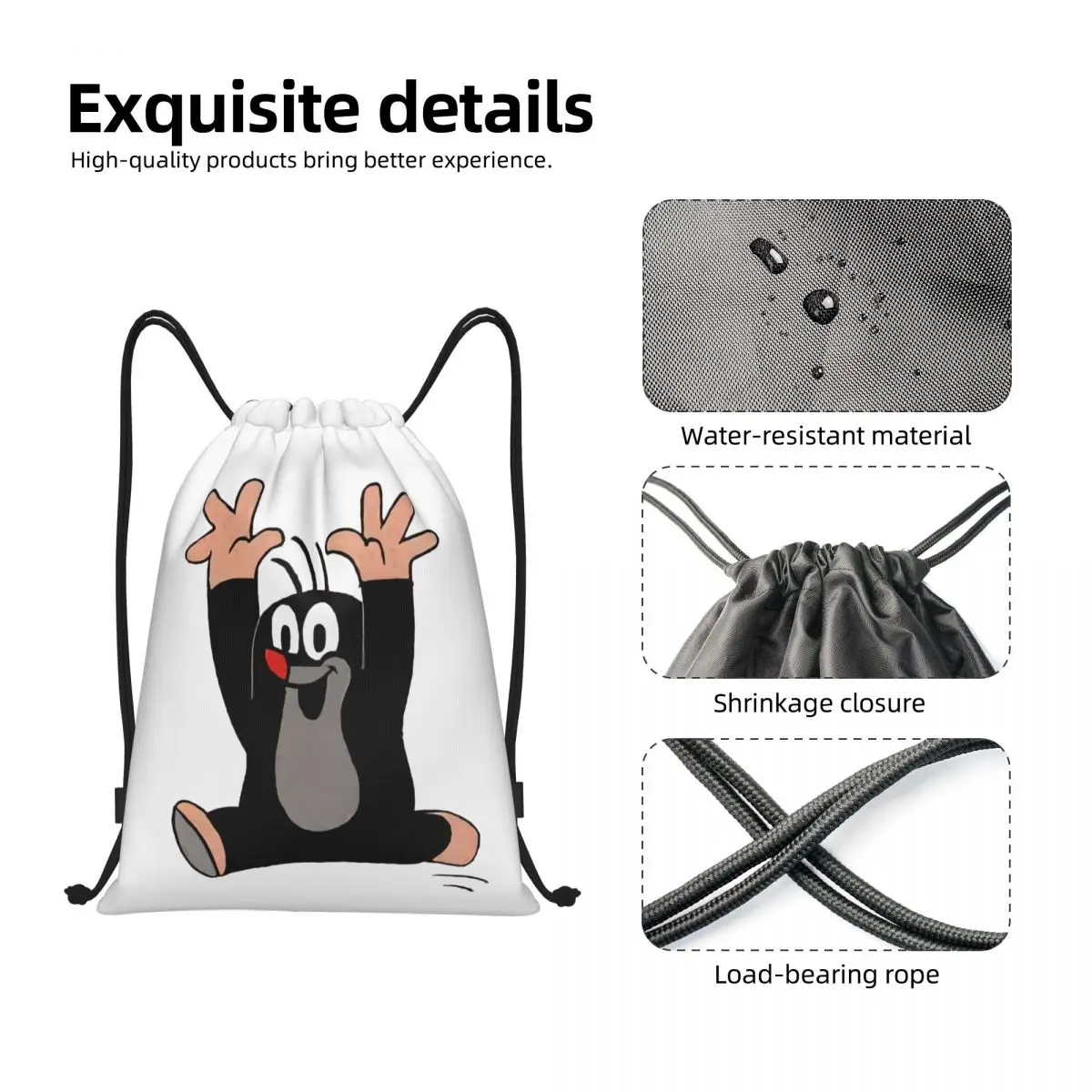 Custom Mole Running Drawstring Backpack Bags Lightweight Cartoon Krtek Little Maulwurf Gym Sports Sackpack Sacks for Yoga