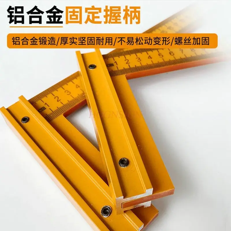 1pcs Angle ruler, woodworking ruler, right angle ruler, steel ruler, L-shaped toggle ruler with horizontal triangle ruler