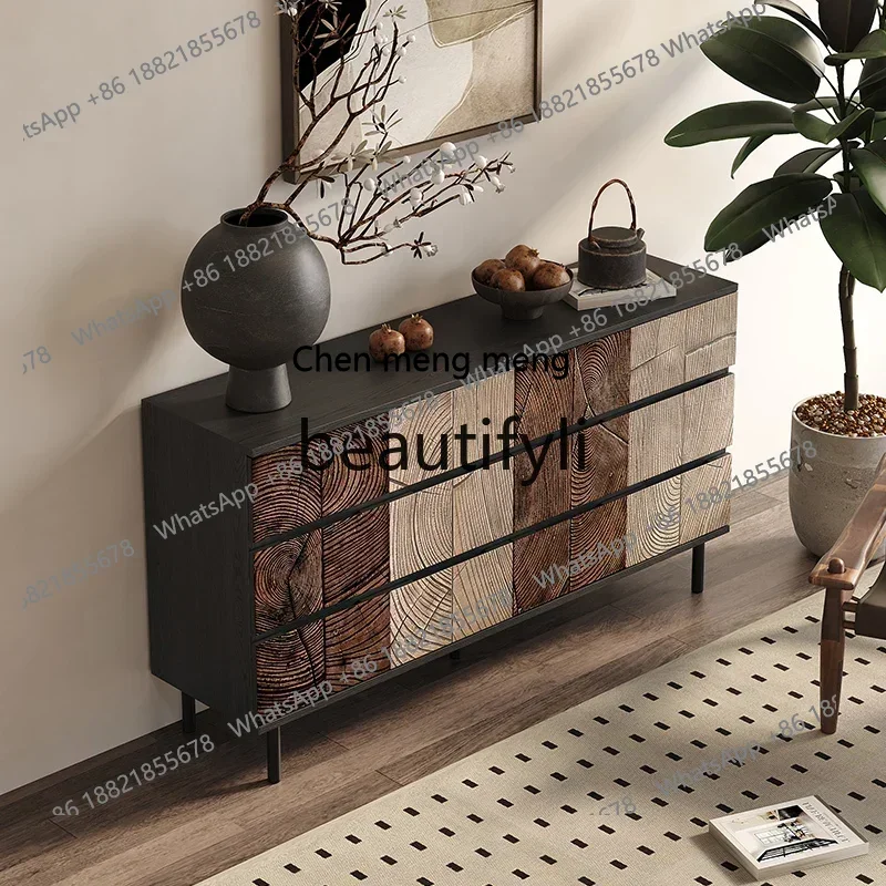 

D178 Italian light luxury six-chest cabinet, solid wood wall decorative cabinet, antique bedroom carved drawer locker