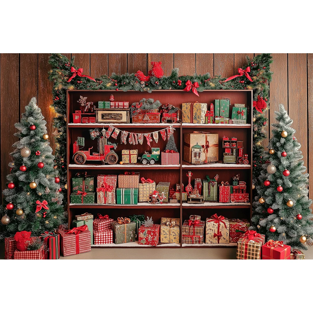 Santa Claus wardrobe cabinet photography background, children's baby photography,snow bow forest snowflake decoration background