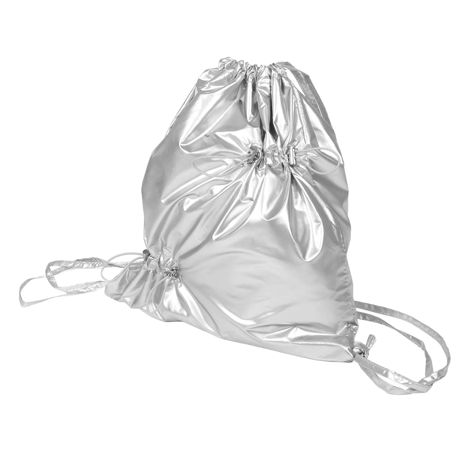 Drawstring Foldable Pleated Nylon Backpack Large Capacity Versatile Casual Gym Travel Sports Bag for Men Women Stylish