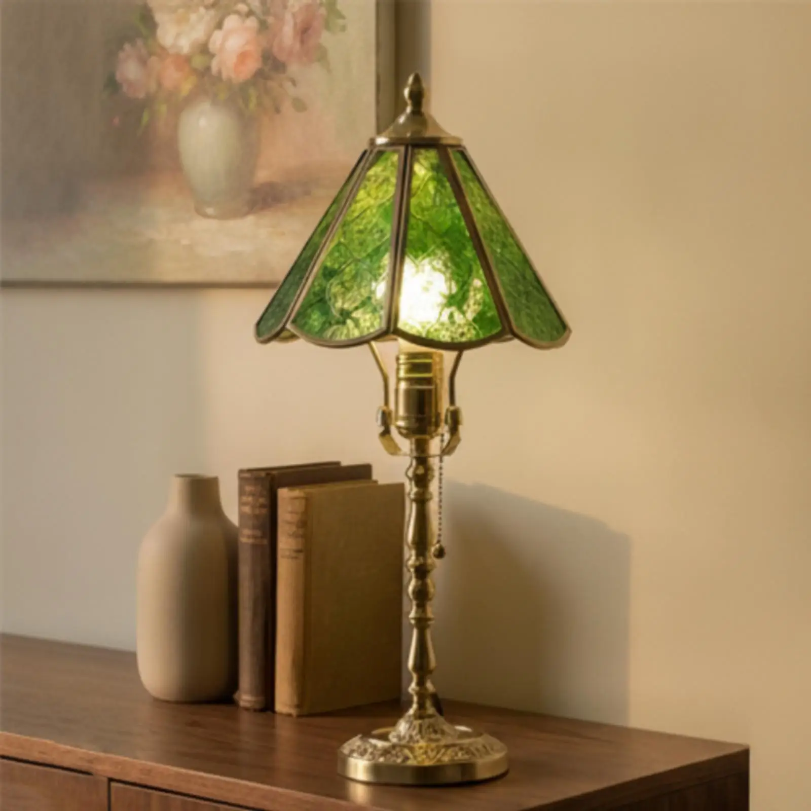 Vintage Table Lamp Embossed Table Lamp with Glass Shade for Readers