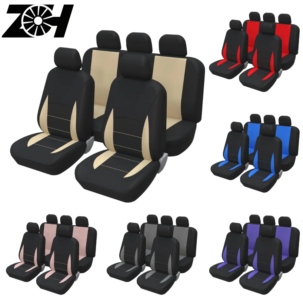 Universal 7 Colors 5 7 8 Seats CoverAuto Car Seat Covers Ployester Cushion Full Set Front Rear For Sedans Seat Cover AT MT