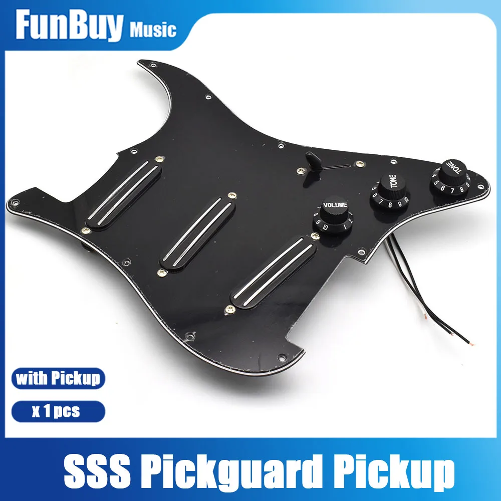 

3 Ply 11-Hole SSS Prewired Guitar Pickguard ST Ceramic Magnet Hot Rails Doule Coil Pickup Scratchplate Assembly for ST Guitar