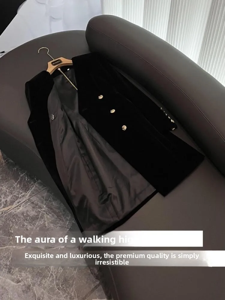 Hebe Sle velours tissu Long Sve v-ne coupe ajustée t-shirt bouton costume Dr femmes Ci trajet Faion printemps automne hiver