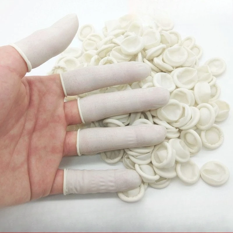 

100pcs White Disposable Latex Finger Cots Wear Resistant Anti-slip Finger Protectors Industrial Dustproof Covers for Electronics
