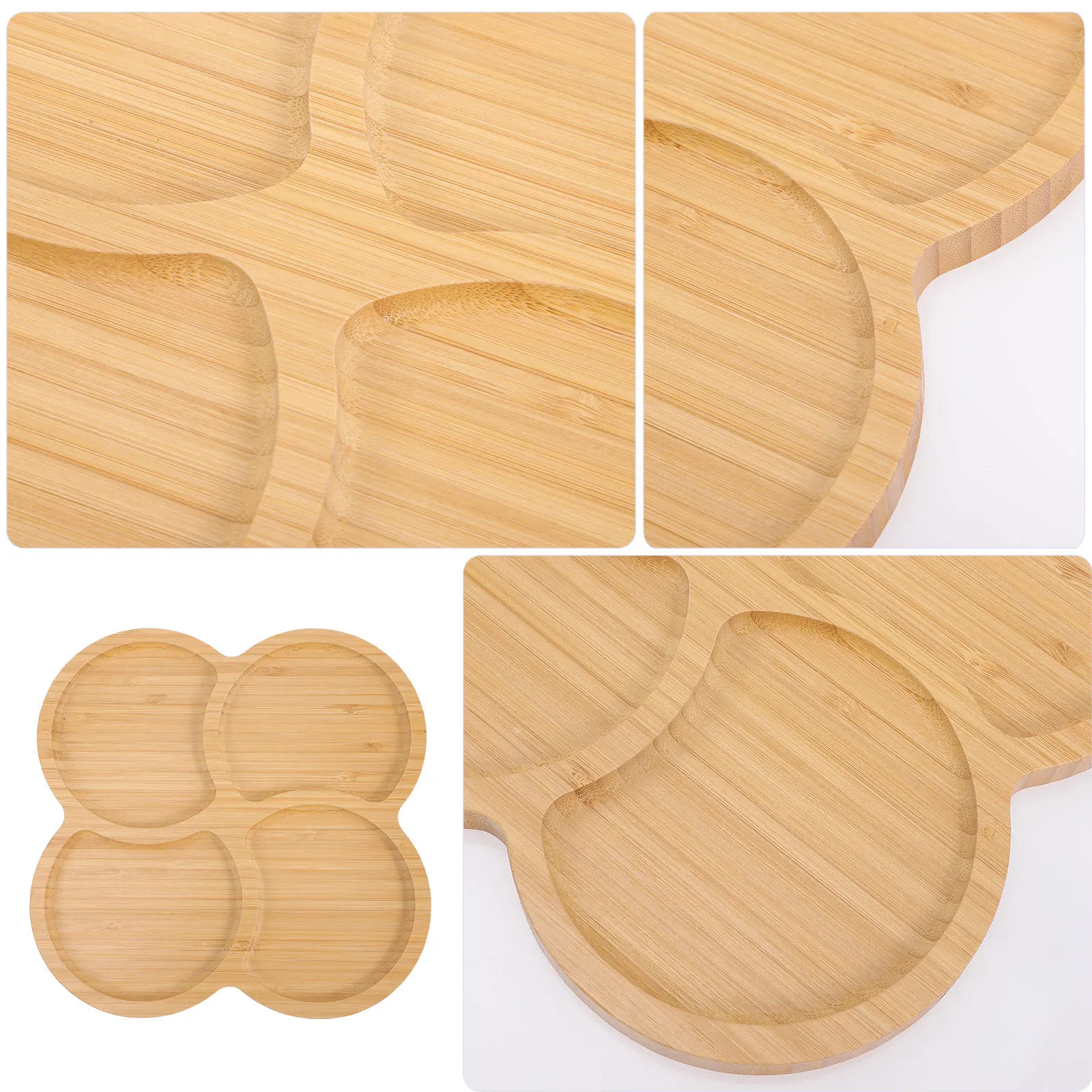 

Bamboo Four-Leaf Clover Serving Tray Multi-Grid Fruit Dessert Plate For St. Patrick'S Day Party Wedding Event Sushi Salad