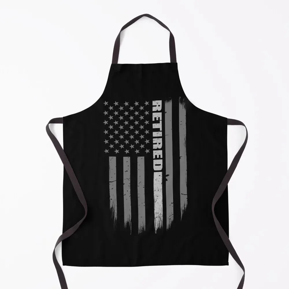 

Retired Correctional Officer Thin Silver Line American Flag Apron Things For The Home Costume Waiter Christmas gift Apron