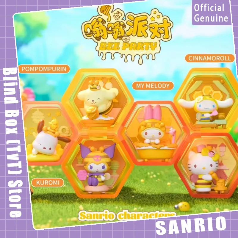 

Новые оригинальные персонажи Sanrio Bee Party Series слепая коробка милые игрушки фигурки коллекция настольный орнамент модный тренд подарок
