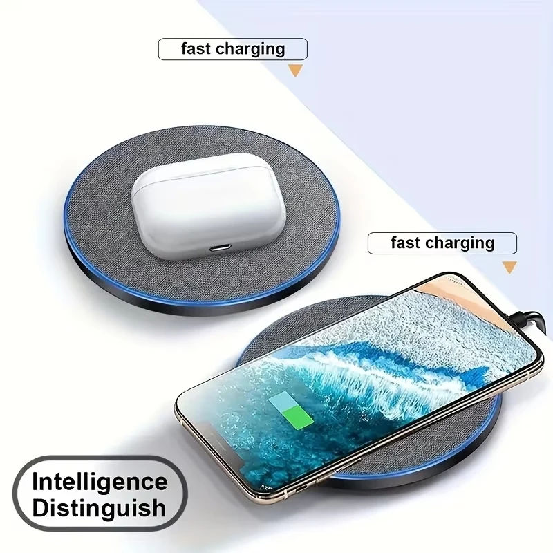 Ultra-Thin Fast Wireless Charger Pad for Samsung Galaxy S24 S23 S22 iPhone 15 14 13 Pro Max Wireless Induction Charging Station