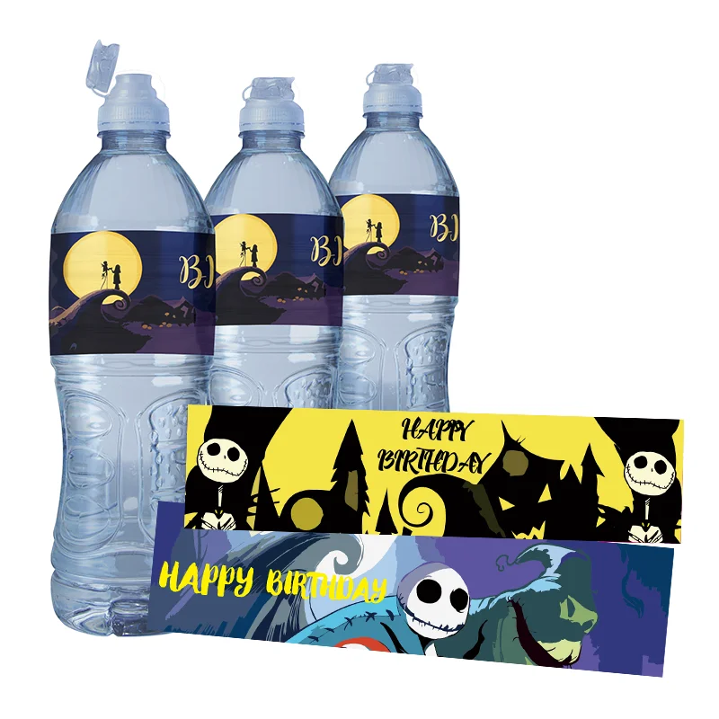 24pcs The Nightmare Before Christmas Theme Water Bottle Stickers Labels Birthday Party Bottle Wrapper Kids Baby Shower supplies