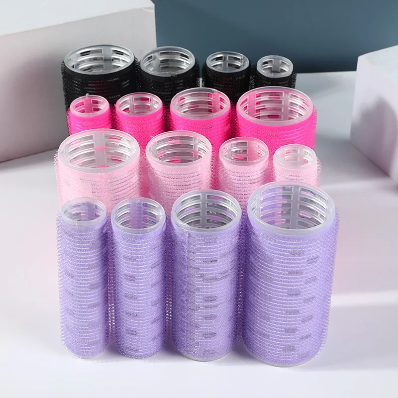 Multi Size Self-adhesive Curling Tube Lazy Air Bangs Roll Hair Curler DIY Hairdressing Styling Tool for Women Purple Pink Roller