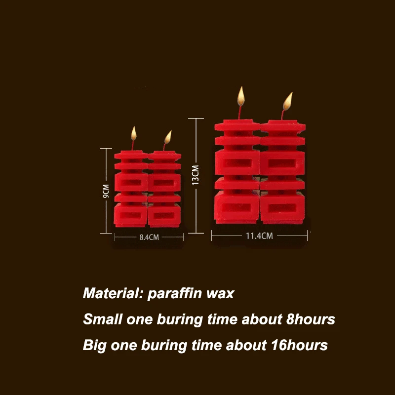 Chinese Wedding Red Double Happiness Word Smokeless Candles