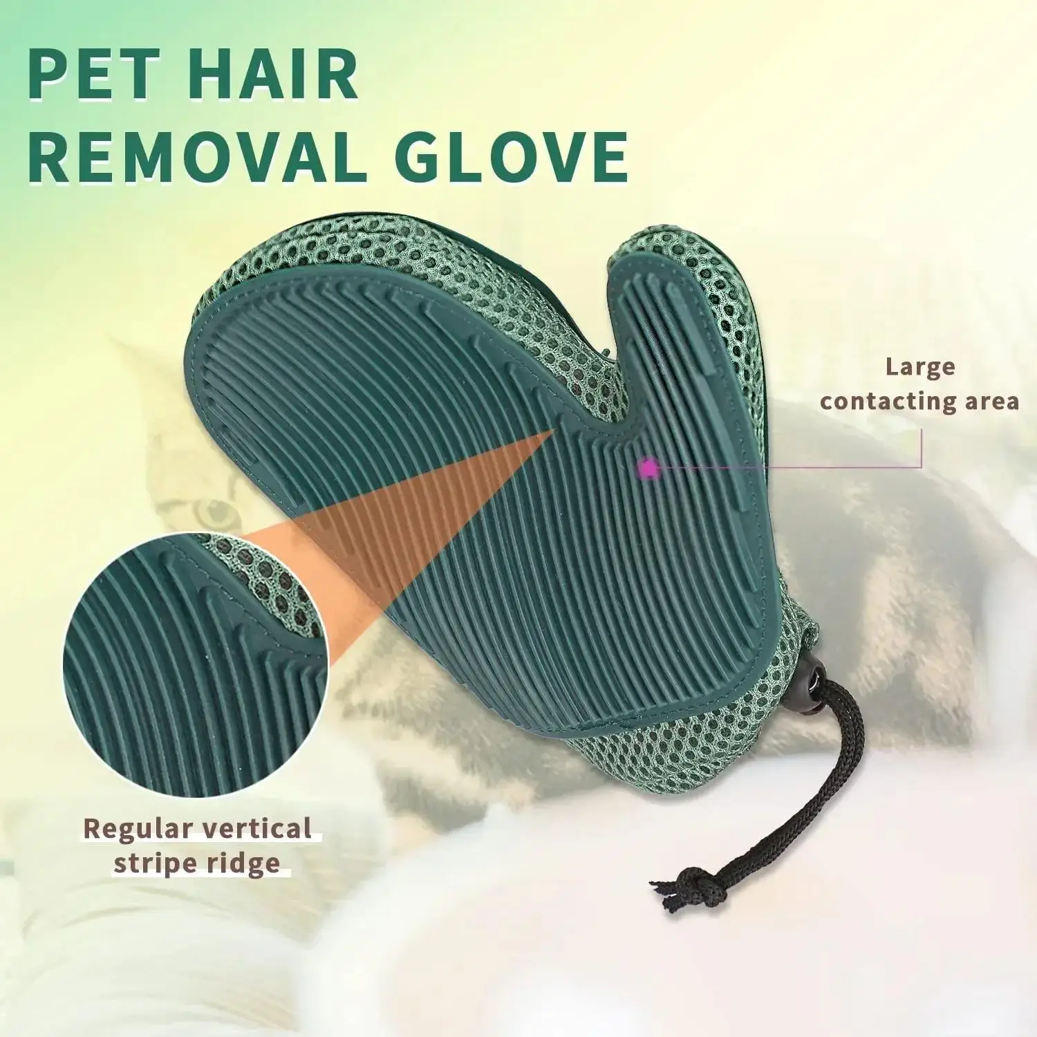 1pc 2 In 1 Cat Hair Glove & Pet Fur Remover Glove, Dog Grooming Glove Brush For Shedding, Pet Hair Remover Mitt For Cleaner