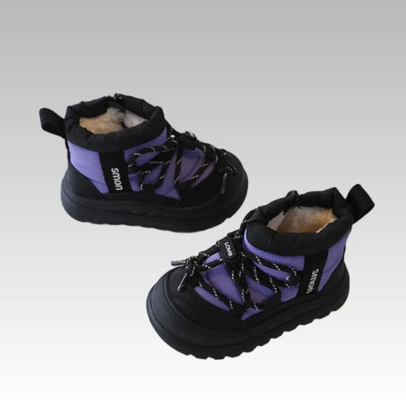 Kids Snow Boots Winter Girls' Plush Warm Thick Soled Cotton Shoes Boys' Babies' Comfortable Wear-resistant Cotton Casual Shoes