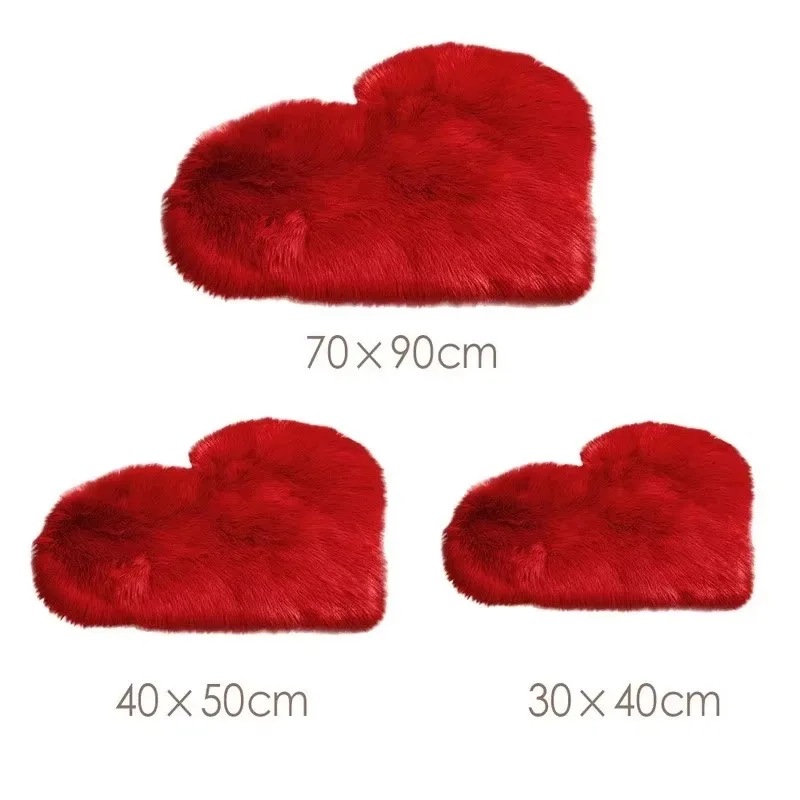 Furry Solid Color Heart Rug Bedroom Bedside Floor Cushion Living Room Coffee Table Mat Fashion Home Decor Anti-Slip Carpets