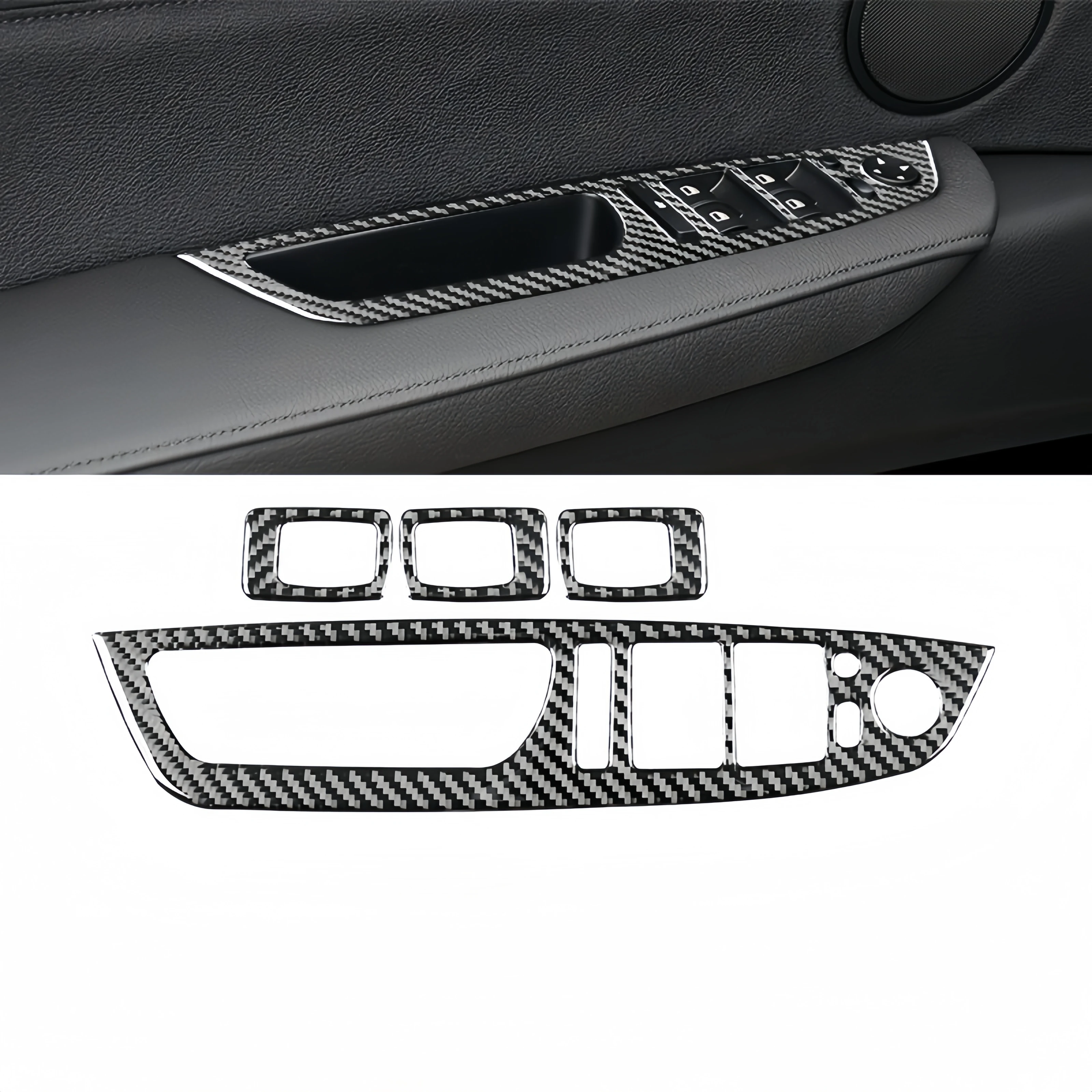 

For BMW X5 E70 2008-2013 Carbon Fiber Car Window Lifting Control Button Switch Decorative Cover Trim Sticker Auto Accessoires